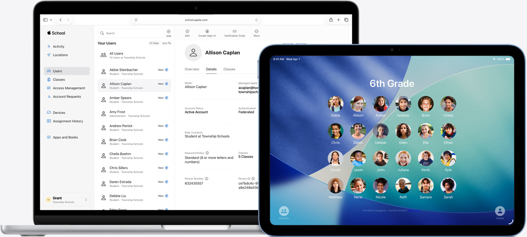 Apple School Manager user and class rosters